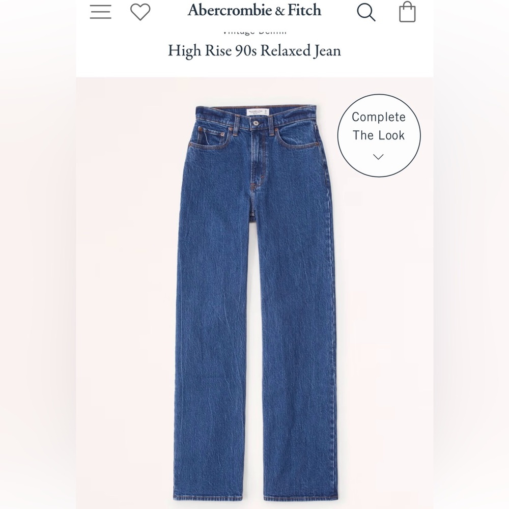 Abercrombie & Fitch High Rise 90s Relaxed Jean size 25 Regular Dark